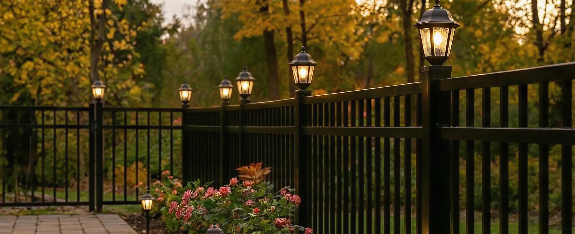 iron fence lighting